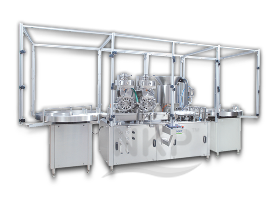 N.K.P.Pharma offers automatic injectable powder filling with rubber stoppering machine.